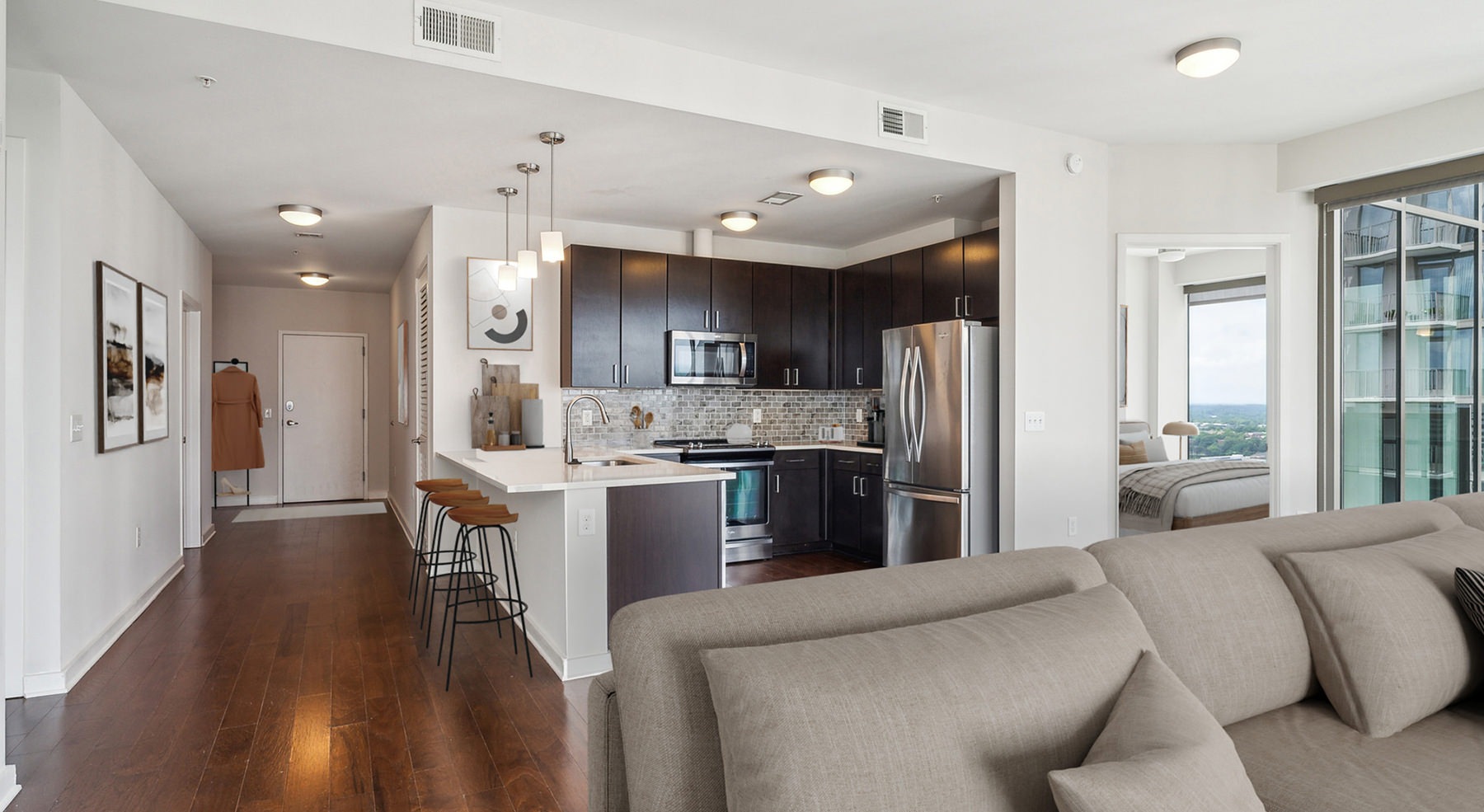 kitchen with brown cabinets