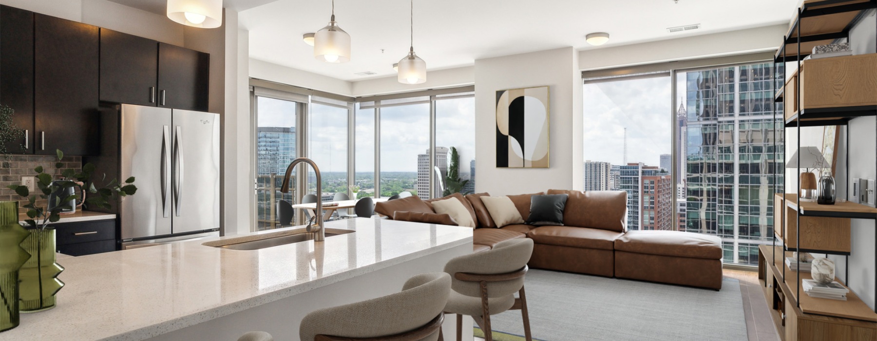 open kitchen and living room