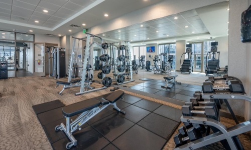a gym with exercise equipment