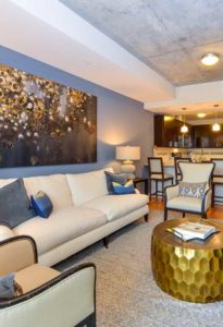 Living Room with Upscale Furniture in Our Luxury High Rise Apartments in Midtown Atlanta