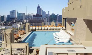 Pool Lounge Chairs by the Rooftop Pool of Atlantic House Luxury High Rise Apartments in Midtown Atlanta