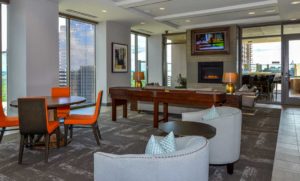 Rooftop Lounge with Shuffle Board in the Atlantic House Luxury Apartments in Midtown Atlanta