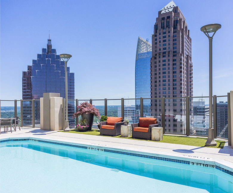 Two Saline Pools with Amazing Skyline Views in Our Luxury High Rise Apartments in Atlanta