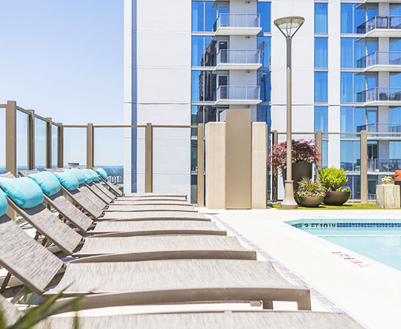Beach Chairs by the Rooftop Pool of Atlantic House Luxury High Rise Apartments in Midtown Atlanta
