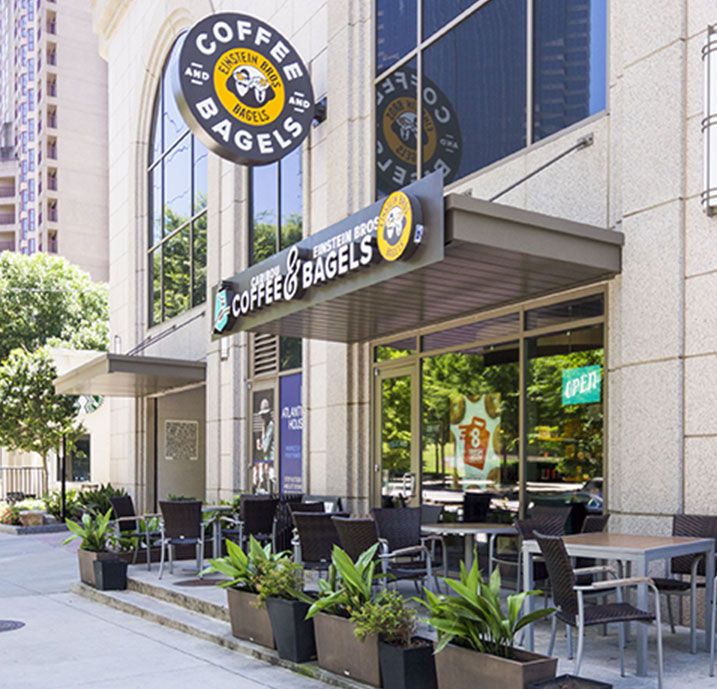 Caribou Coffee/Einstein Bros Bagels at the Ground Floor of Our Atlanta Luxury High Rise Apartments