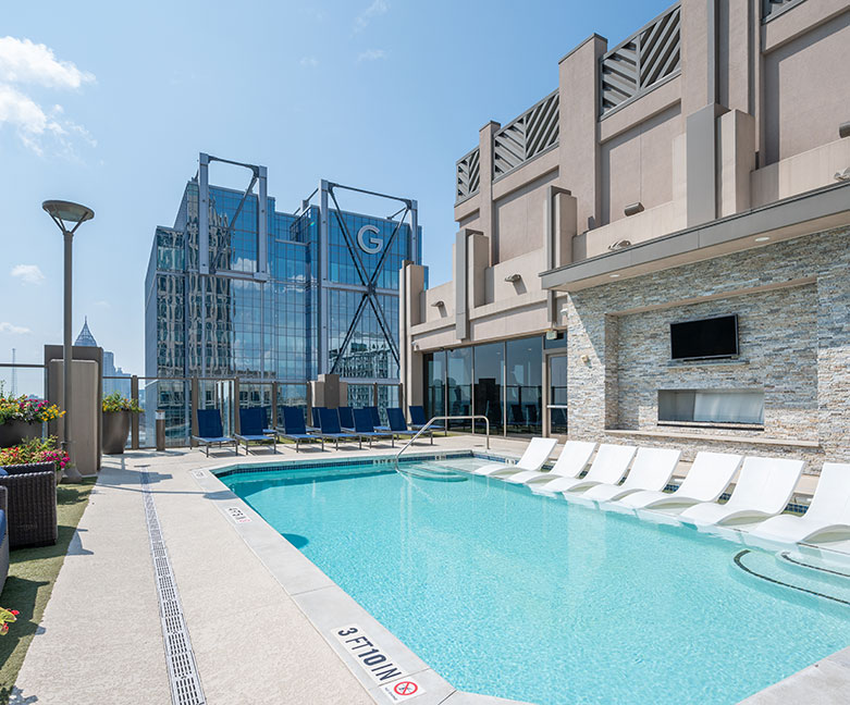 Two Saline Pools with Amazing Skyline Views in Our Luxury High Rise Apartments in Atlanta